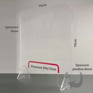 Pannello di protezione in Plexiglass 70x70cm
